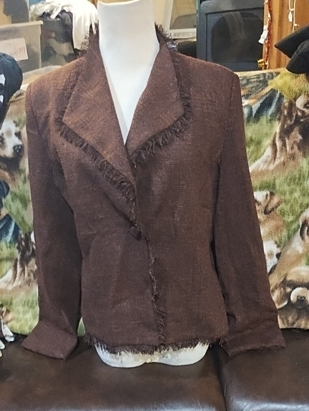 Hannah Brown Textured Fringe Blazer & Skirt